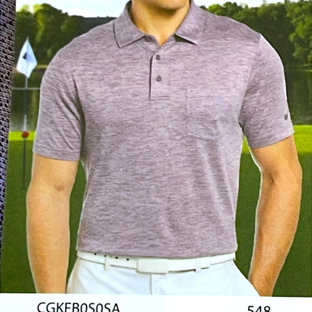 🔥LAST CALL CALLAWAY MEN’S POLO SHIRT BRAND NEW W/POCKET GRAY/LAVENDER